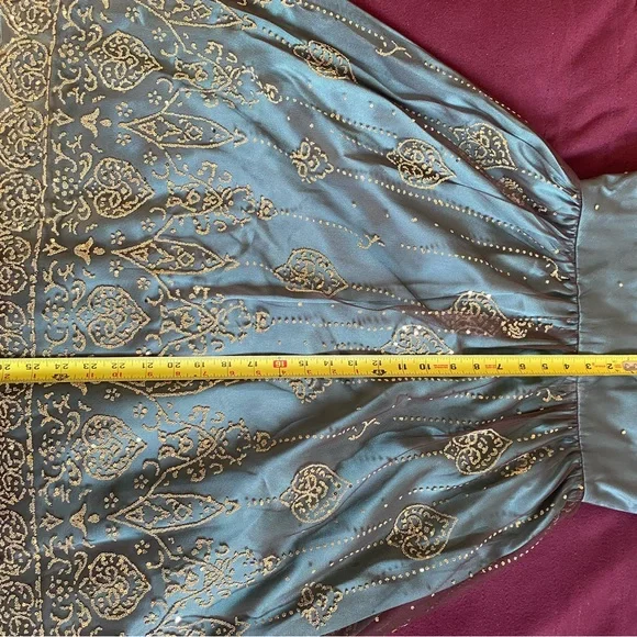 Adrianna Papell Boutique Elegant Teal and Gold Dress - Picture 11 of 14